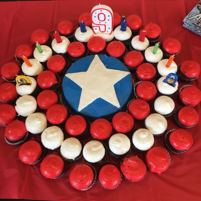 I took 18 kids to opening weekend of Captain America : Civil War, then had an afterparty for the cake in the balcony of the AMC Century City. He better remember this when he thinks I'm annoying.